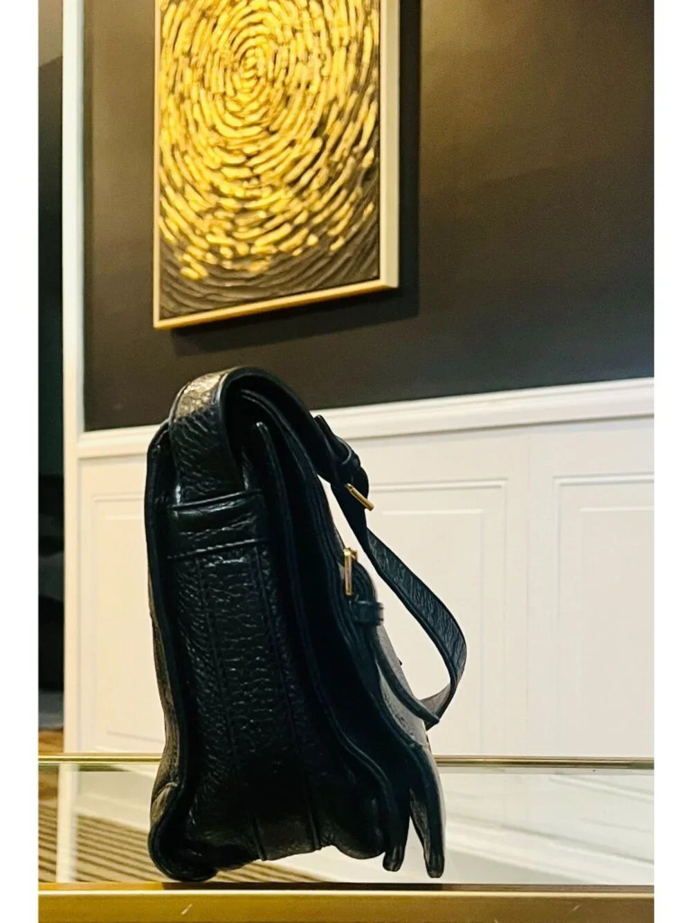 ✺ AUTHENTIC TORY BURCH BLACK LEATHER VINTAGE ROBINSON SHOULDER BAG WITH ADJUSTAB